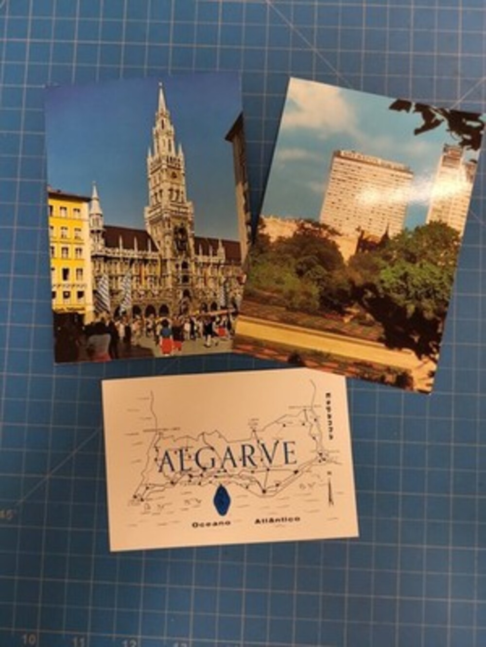 Vintage Postcard Lot Munich Brussels Sheraton Hotel Algarve Map Travel Souvenir